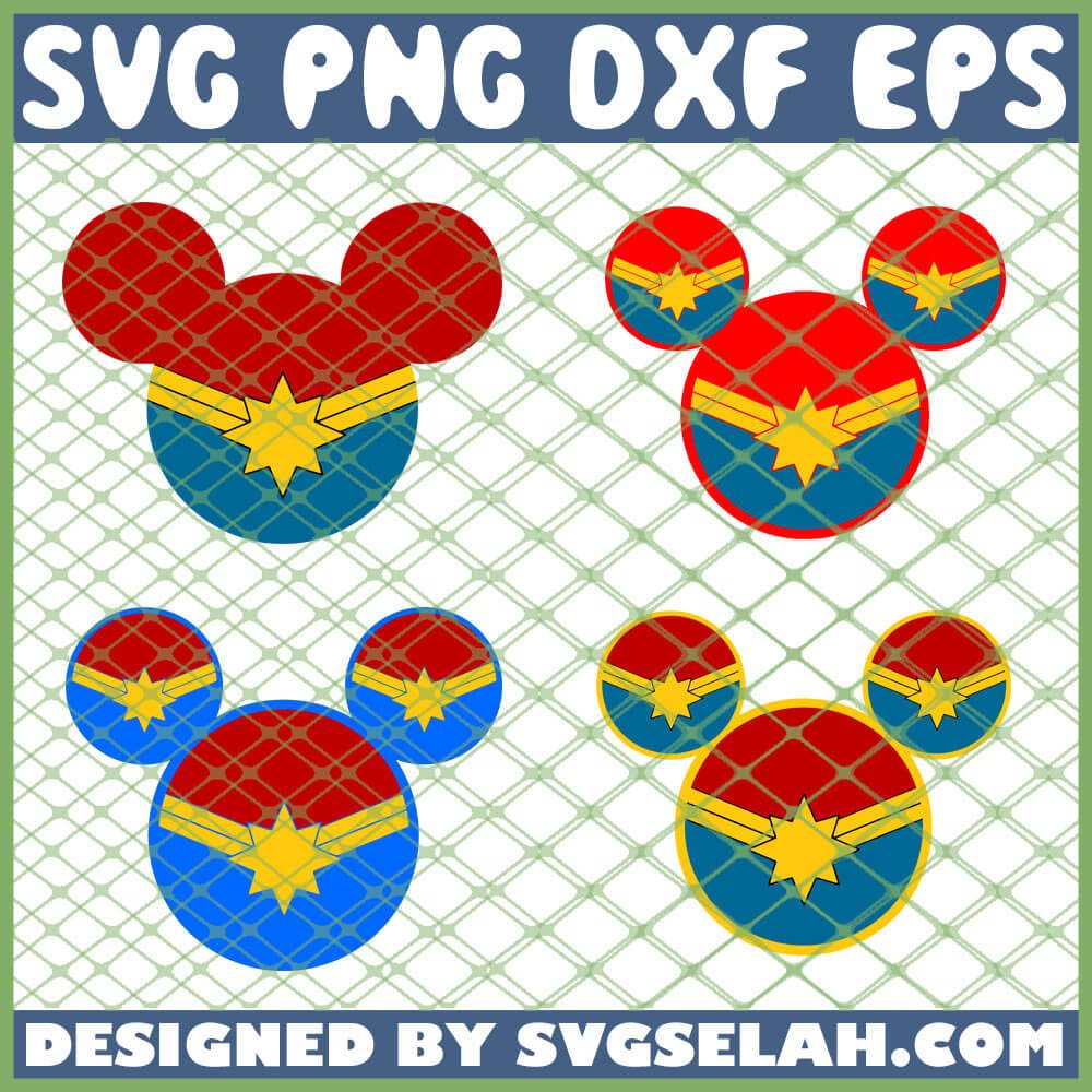 Captain Marvel Mickey Head SVG, Carol Danvers Avengers SVG, PNG, DXF