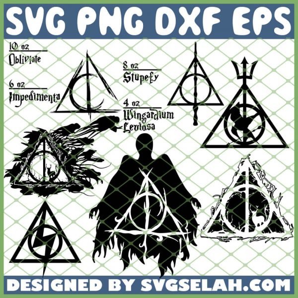 Harry Potter Deathly Hallows SVG, PNG, DXF, EPS, Design Cut Files