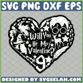 Harry Potter Heart Will You Be My Valentine 9 3 4 SVG PNG DXF EPS 1