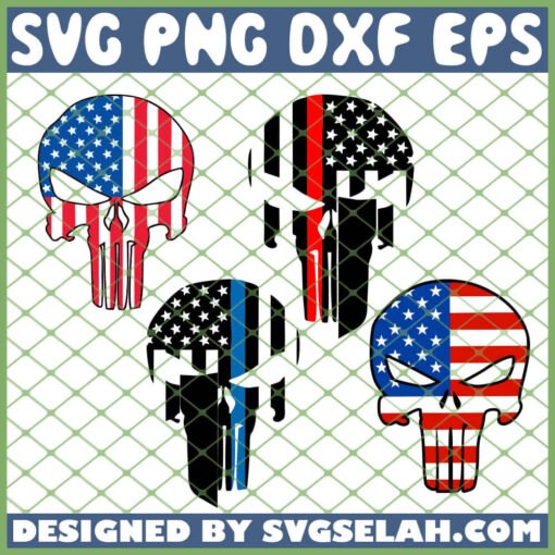 Punisher Skull American Flag SVG PNG DXF EPS 1