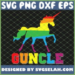 Guncle Gay Uncle Pride Rainbow Unicorn Lgbt SVG PNG DXF EPS 1