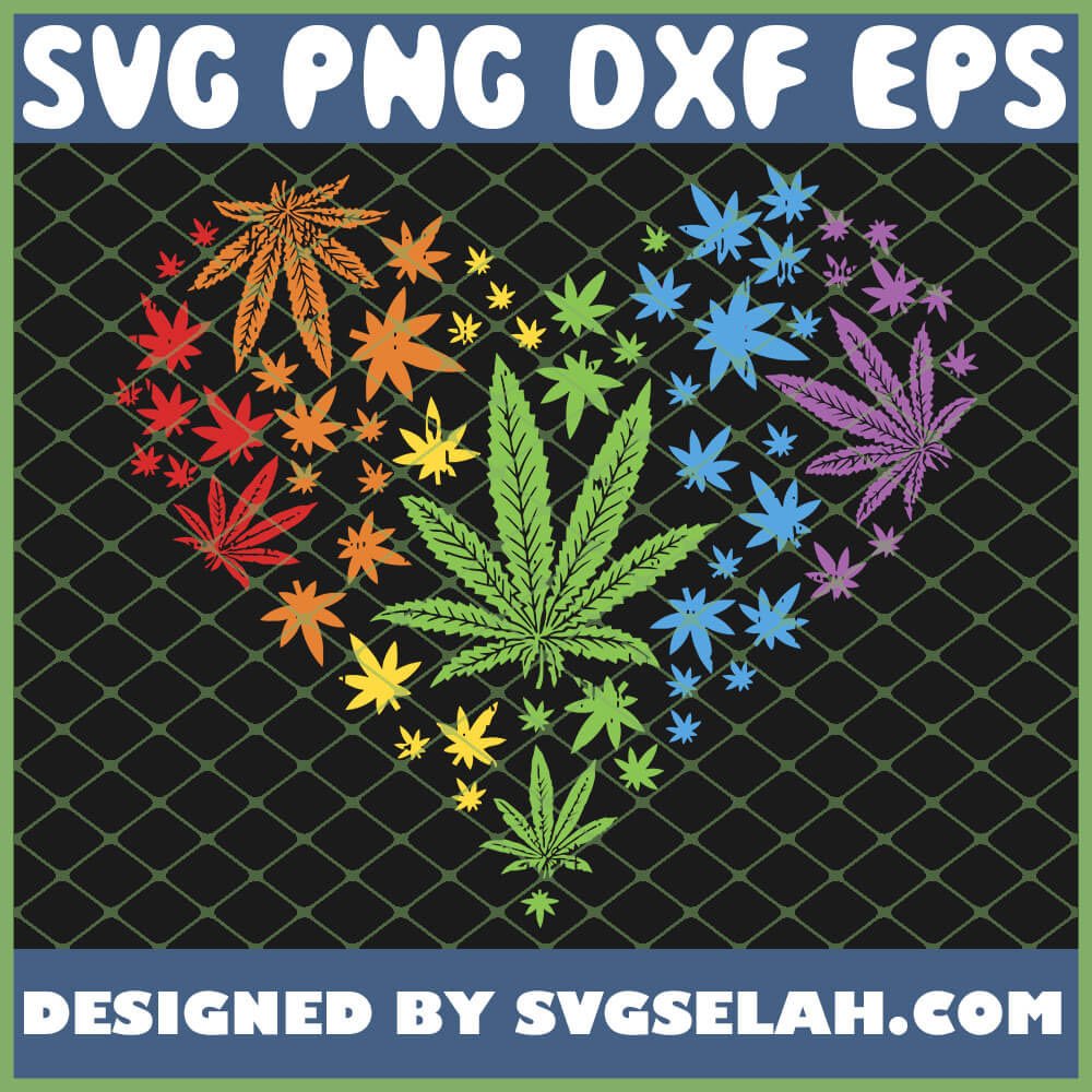 Marijuana Heart Lgbt Weed Leaf Gay Pride Stoner SVG, PNG, DXF, EPS