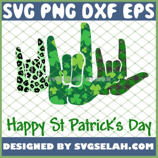 Asl Sign Language Buffalo Plaid St PatrickS Day SVG PNG DXF EPS 1