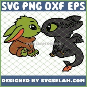 Baby Yoda Kiss Baby Toothless Lover Silhouette SVG PNG DXF EPS 1