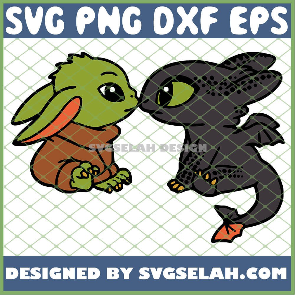 Download Baby Yoda Kiss Baby Toothless Lover Silhouette Svg Png Dxf Eps Design Cut Files Image Clipart Svg Selah SVG, PNG, EPS, DXF File