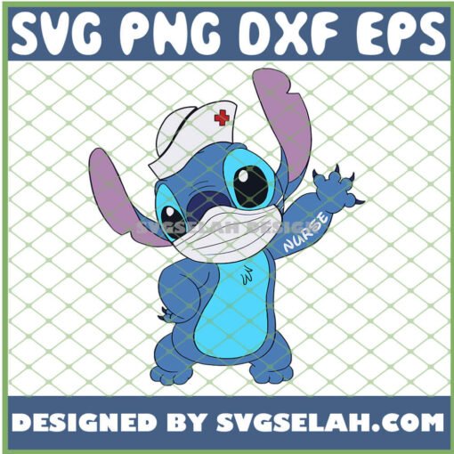 Cute Stitch Nurse Wear The Mask Funny Coronavirus Covid 19 Disney SVG PNG DXF EPS 1