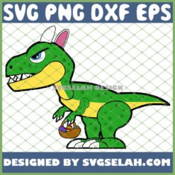 dinosaur with bunny easter eggs svg png dxf eps design cut files image clipart by SvgSelah