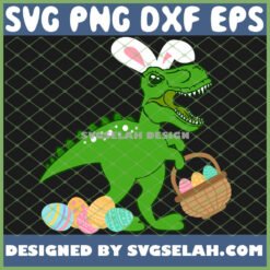 easter bunny dinosaur trex with eggs hunt funny svg png dxf eps design cut files image clipart by SvgSelah