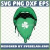 Green St PatrickS Day Tongue And Dripping Lips With Shamrock SVG PNG DXF EPS 1