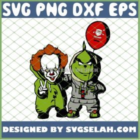 Pennywise And Grinch Holding Santa Balloon Christmas Costume SVG PNG DXF EPS 1