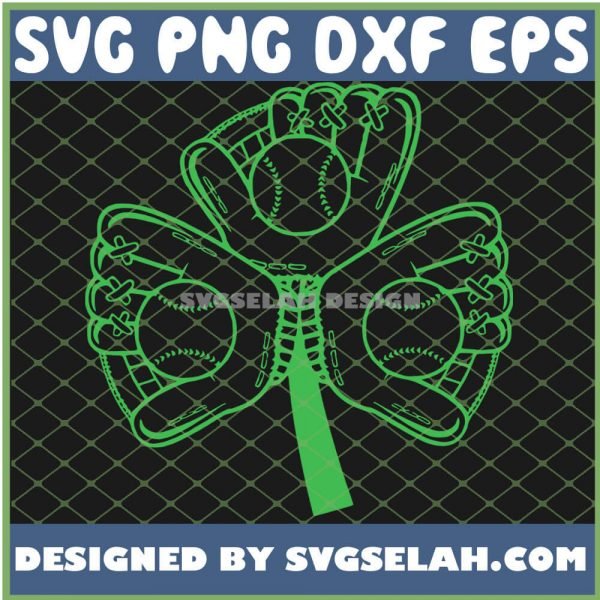 St Patricks Day Catcher Baseball Shamrock SVG PNG DXF EPS 1