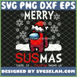 merry sus mas among us game svg santa among us in snow storm svg png dxf eps design cut files image clipart by SvgSelah