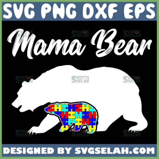 Autism Awareness Mama Bear And Baby Bear Svg 1