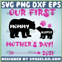Cute Our First Mothers Day Svg 2021 HarperS Mommy Bear Svg 1