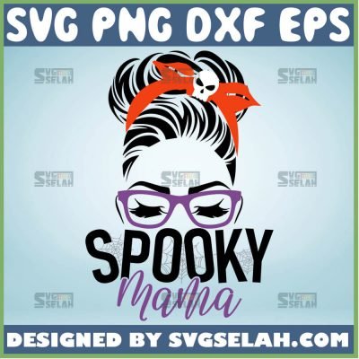 Download Halloween Spooky Mama SVG, Girl Messy Bun SVG, Woman Headband SVG, Hair Bun SVG File For Cricut ...