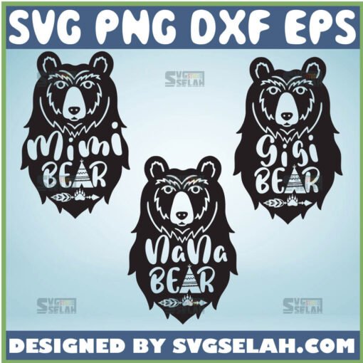 Mimi Bear Svg Gigi Bear Svg Nana Bear Svg Tribal Bear Svg Teepee Svg 1