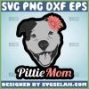 Pittie Mom SVG, Pretty Dog With Flower SVG File For Cricut PNG DXF EPS - SVG Selah