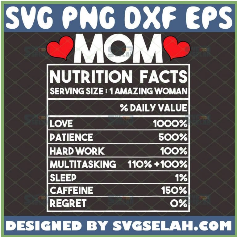 Mom Nutrition Facts SVG, Women Mom Gift Coffee Mug SVG File For Cricut ...