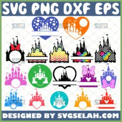 colorful disney castle split monogram svg bundle file for cricut png dxf eps by SvgSelah