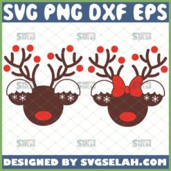 disney mickey and minnie mouse reindeer svg christmas rudolph svg file for cricut png dxf eps by SvgSelah