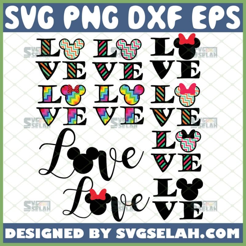 Love Disney Svg Bundle Love Mickey And Minnie Mouse Svg File For Cricut Png Dxf Eps Svg Selah