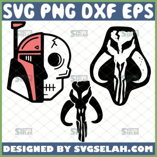 Mandalorian Skull Svg Bundle Starwars Half Skull Face Svg 1 