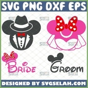 Mickey And Minnie Bride And Groom Svg Disney Wedding Svg Couple Svg 1 