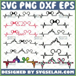 mickey minnie castle disney heartbeat svg bundle pulse svg file for cricut png dxf eps by SvgSelah