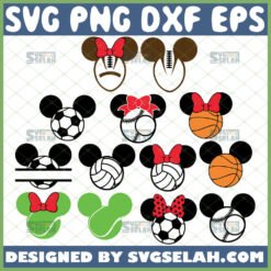 mickey minnie mouse sport svg football soccer baseball tennis basketball volleyball disney svg bundle file for cricut png dxf eps by SvgSelah
