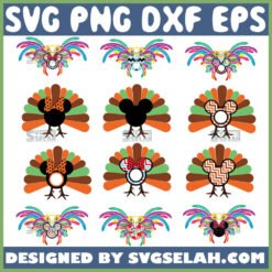 turkey mickey svg bundle disney thanksgiving svg mickey minnie mouse head split monogram svg file for cricut png dxf eps by SvgSelah