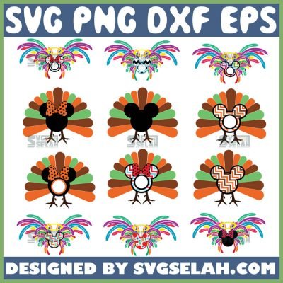 Turkey Mickey SVG Bundle, Disney Thanksgiving SVG, Mickey Minnie Mouse ...