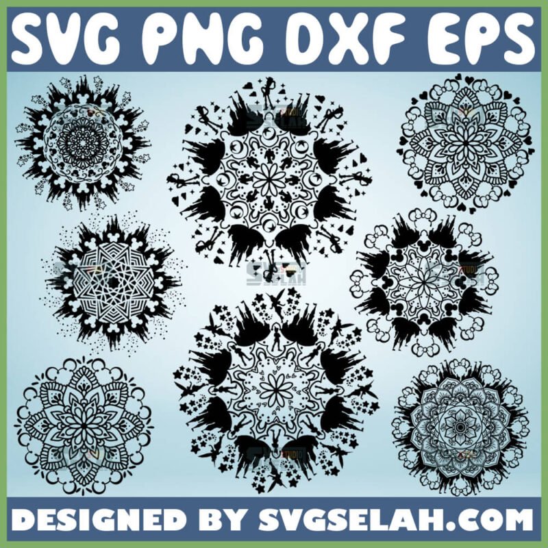 Disney Mandala SVG Bundle File For Cricut PNG, DXF, EPS - SVG Selah