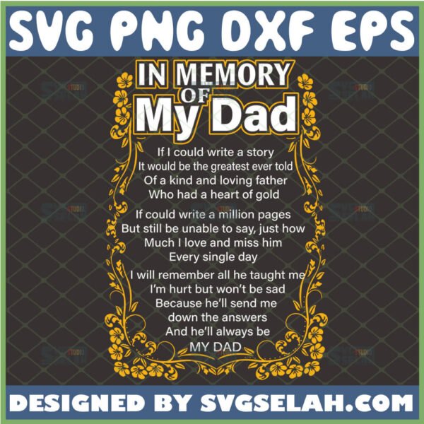 in memory of my dad svg sympathy gifts poem memorial day gifts svg