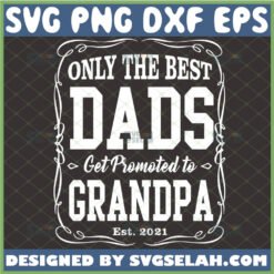 only the best dads get promoted to grandpa est 2021 svg sayings svg design shirt ideas for first grandfather