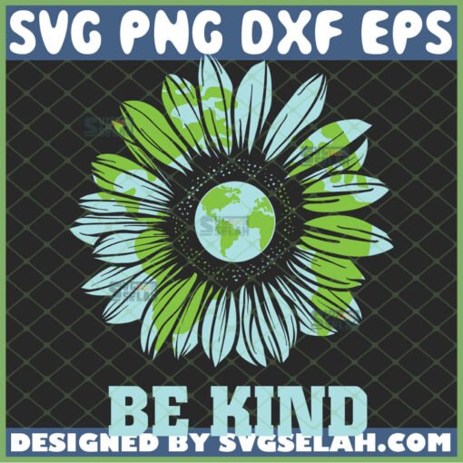 be kind earth hippie sunflower svg