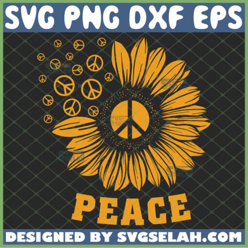 hippie sunflower peace vintage svg