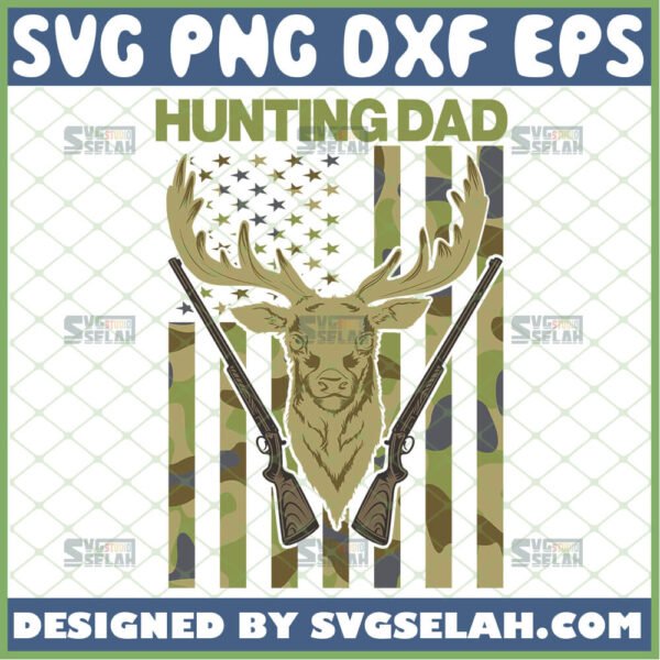 hunting dad camo flag svg deer and rifle svg
