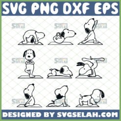snoopy yoga svg funny cartoon dog yoga poses svg peanuts movie inspired