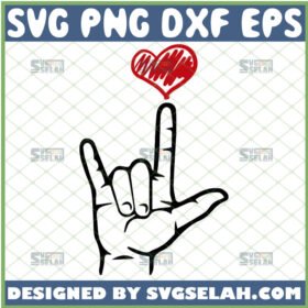 asl i love you in sign language svg deaf hand with heart