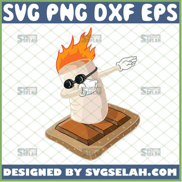 Dabbing Marshmallow SVG, Funny Flaming Marshmallow With Chocolate SVG - SVG Selah