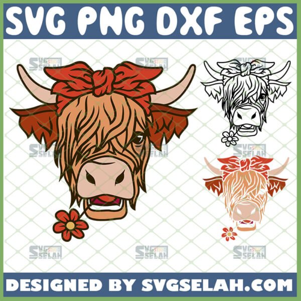 Highland Cow With Bandana SVG - SVG Selah