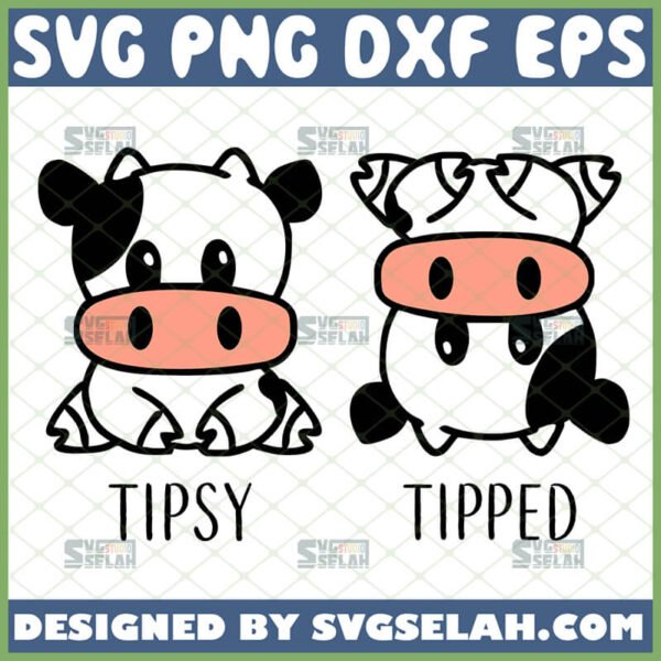 tipsy and tipped cow svg