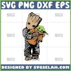 baby groot hugging baby yoda svg