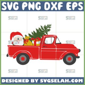 red truck with santa svg