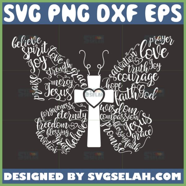 religious butterfly cross svg
