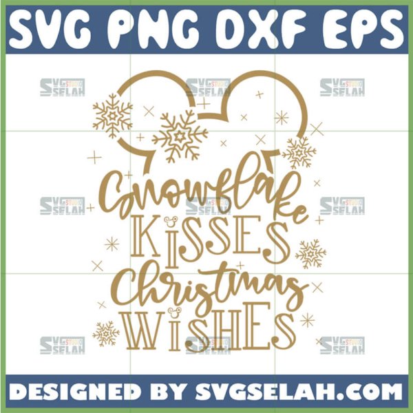 snowflake kisses christmas wishes svg