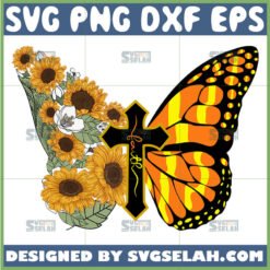 sunflower butterfly cross svg by SvgSelah
