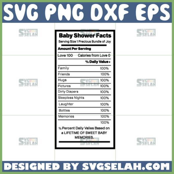 Baby Shower Nutrition Facts Svg - SVG Selah