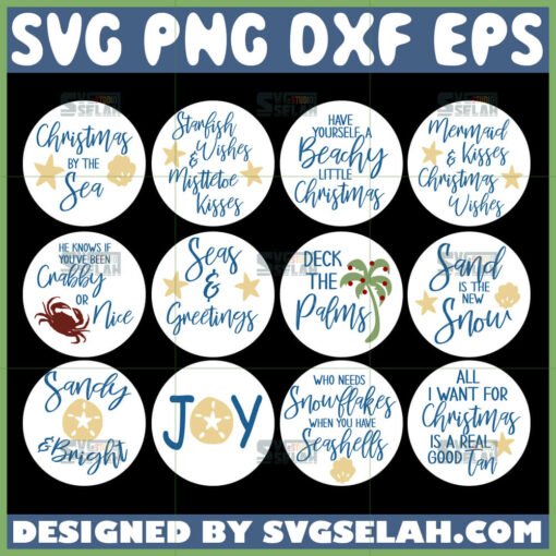 beach christmas quotes svg bundle
