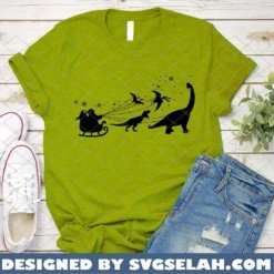 Dinosaur Pulling Santa's Sleigh SVG PNG DXF EPS Dinosaur And Santa's Sleigh Merry Christmas SVG PNG DXF EPS 2